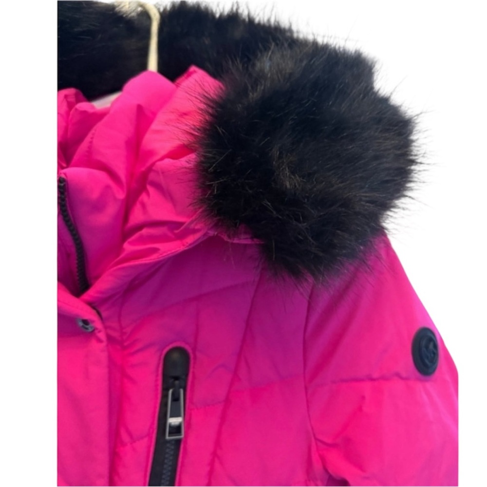🆕MICHAEL Michael Kors Hot Pink Hooded Belted Puffer Coat ~New w/o tag! SIZE:S - Picture 4 of 9